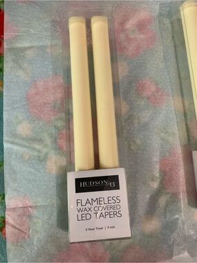 Hudson 43 Cream Flameless Wax-Covered LED Taper Candles - Pack of 2